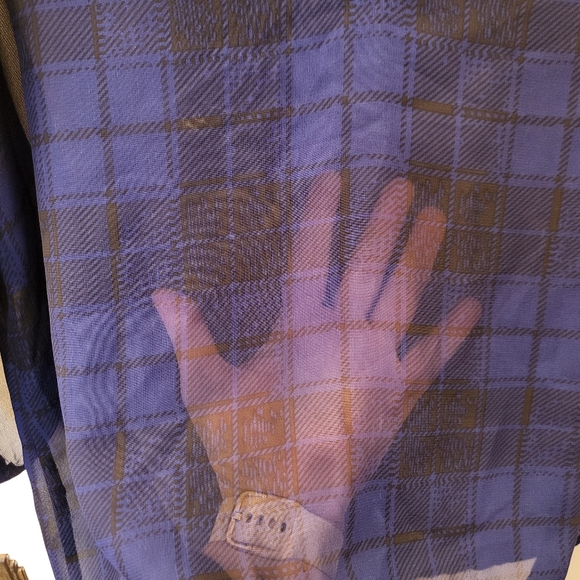 💥4 for $30💥 Eclipse large sheer blue/black pullover 3/4 sleeve blouse - Picture 6 of 7